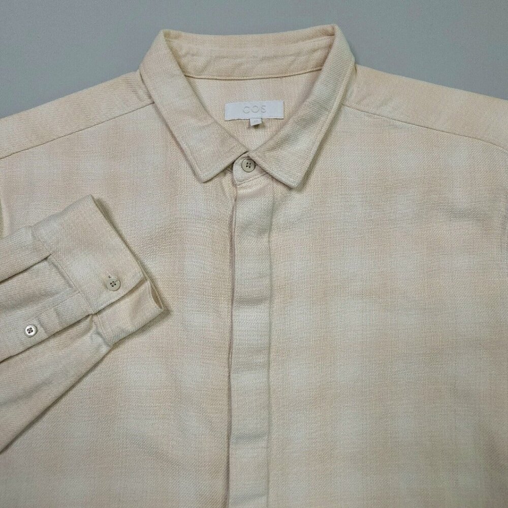 COS Mens Plaid Concealed Button Placket Button Up Shirt Preppy Hipster M